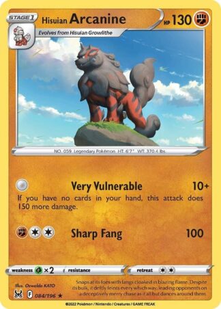 Hisuian Arcanine SWSH11: Lost Origin 084/196