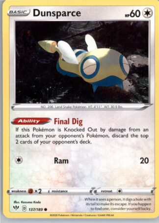 Dunsparce SWSH03: Darkness Ablaze 137/189