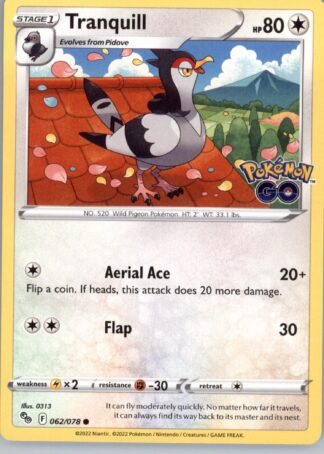 Tranquill Pokemon GO 062/078
