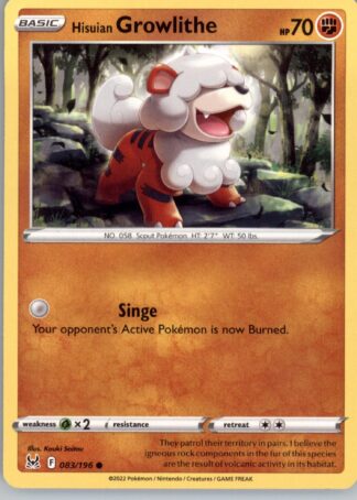 Hisuian Growlithe SWSH11: Lost Origin 083/196
