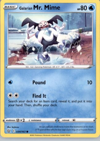 Galarian Mr. Mime SWSH05: Battle Styles 034/163